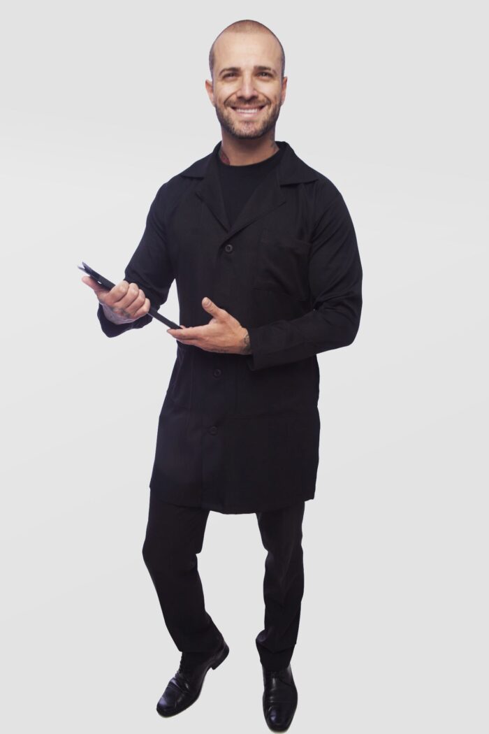 jaleco masculino preto - manga longa - capa