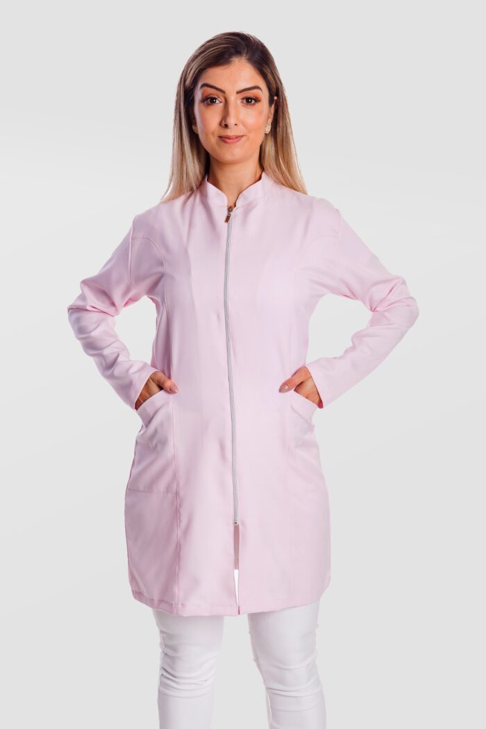 Jaleco Feminino Rosa com Ziper