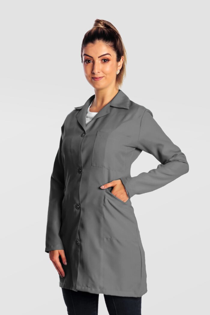 Jaleco Feminino Acinturado Oxford Cinza