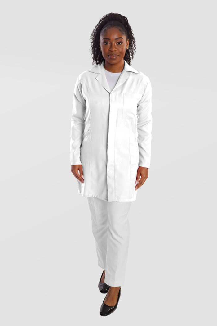 Jaleco Feminino Acinturado Branco - Modelo Gabardine