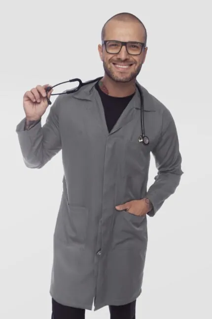 Jaleco Masculino Cinza Slim